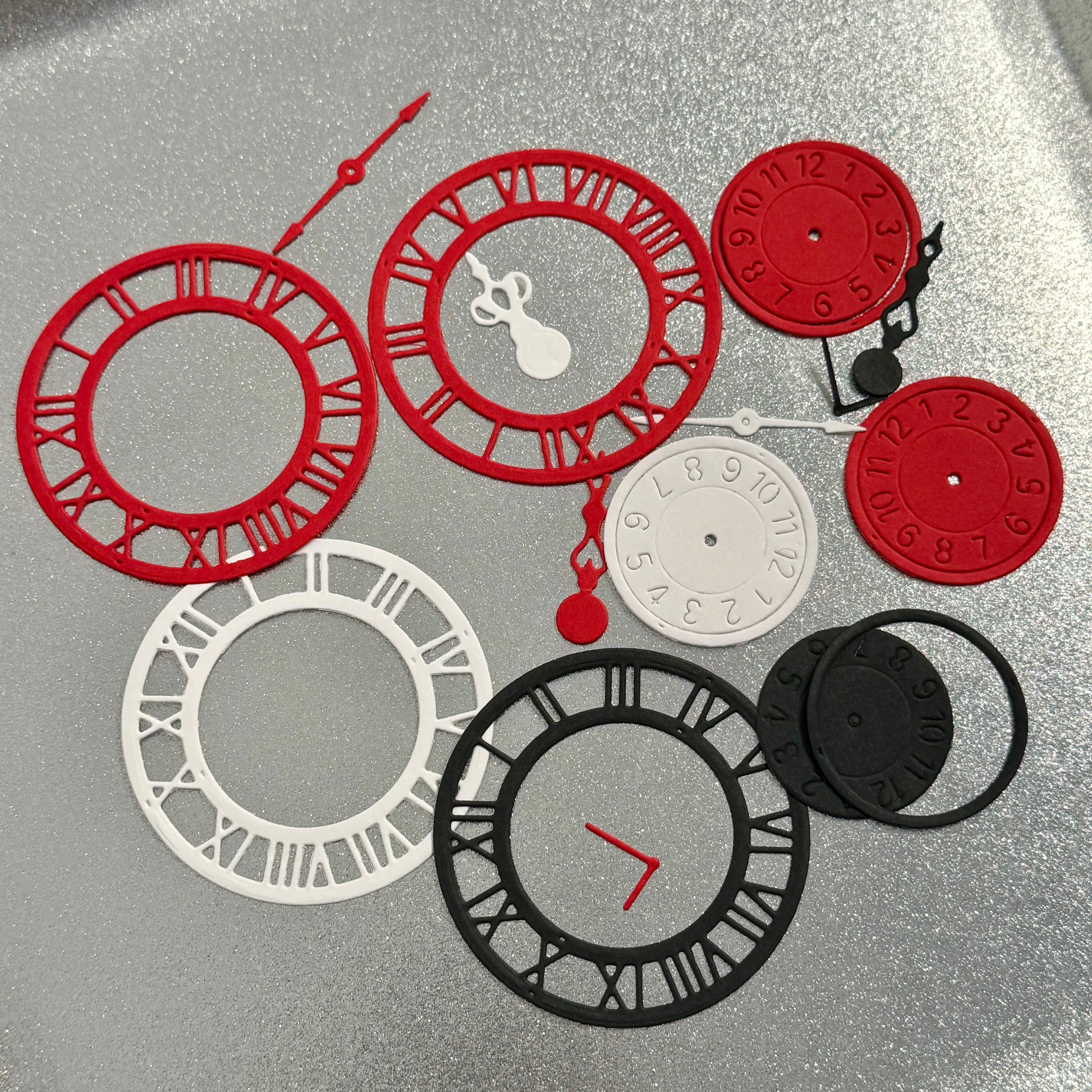 Red Clock Die cut Paper (6.2 × 6.2 cm) - 4 clocks each pack