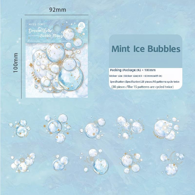 0731 Colorful bubbles PET Sticker -20Pcs each pack