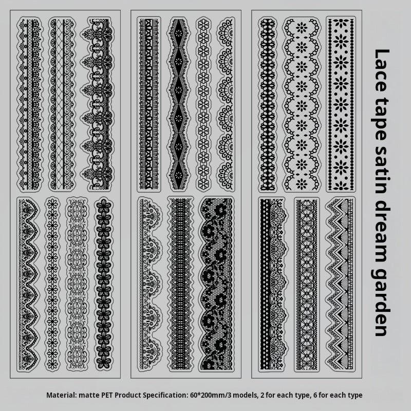Lace PET Sticker -6Pcs each pack