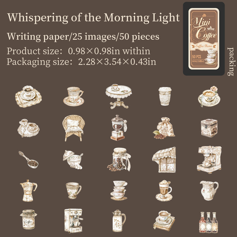 0823 Mini coffee Sticker -50Pcs each pack