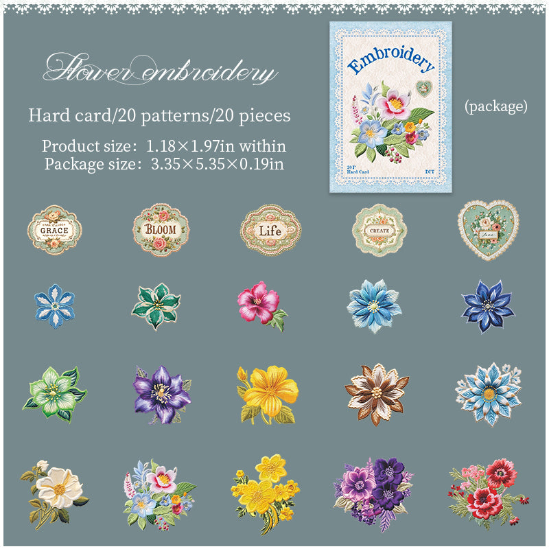 Embroidered patches cardstock Sticker -20Pcs each pack