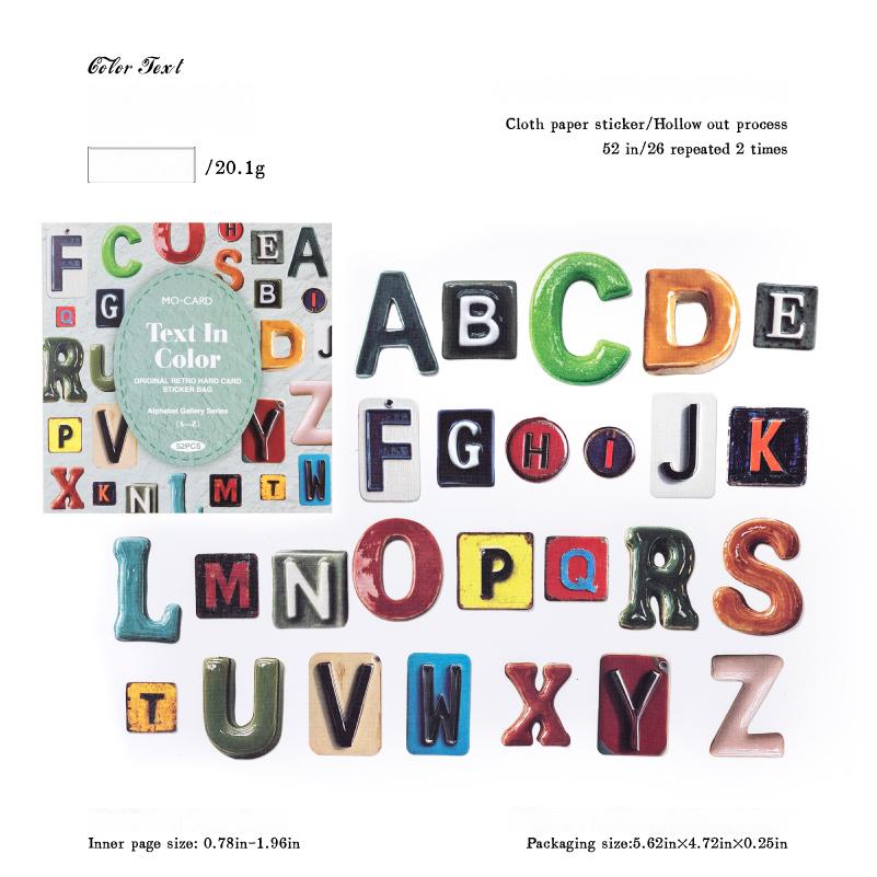 Vintage Letter Sticker -52Pcs each pack