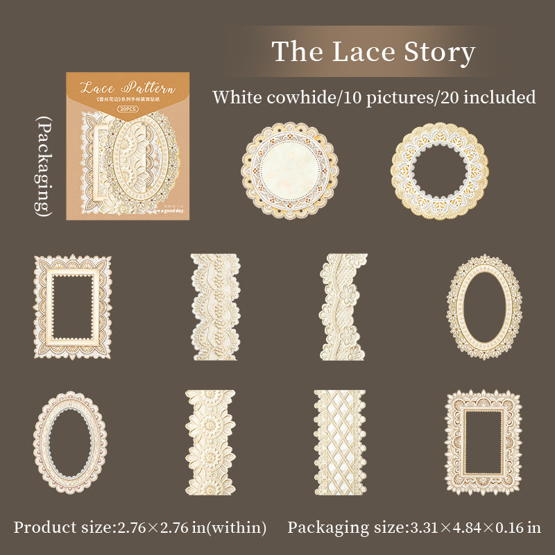 Lace border Solid Sticker -20Pcs each pack