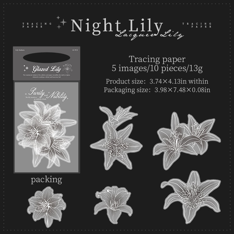 Glazed Lily vellum paper Sticker -10Pcs each pack