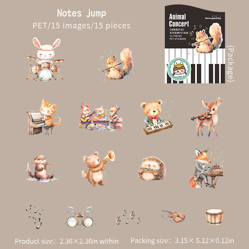Animal concert PET sticker -15Pcs each pack