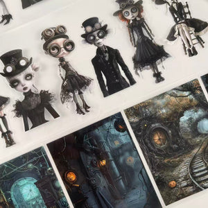 Steampunk Puppet Dolls pre-cut PET tape with die-cut pieces
