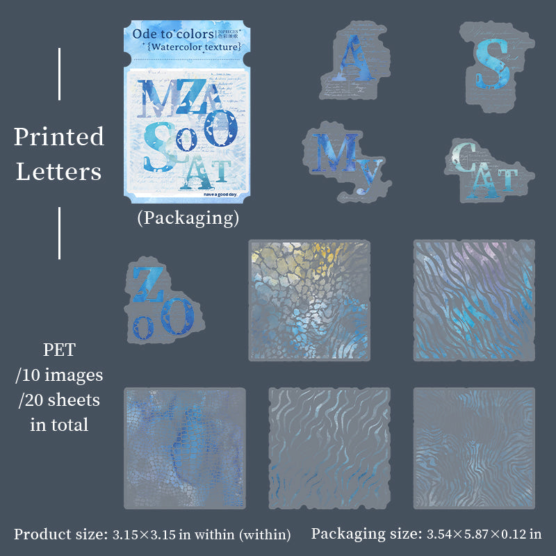 Watercolor texture PET Sticker -20Pcs each pack
