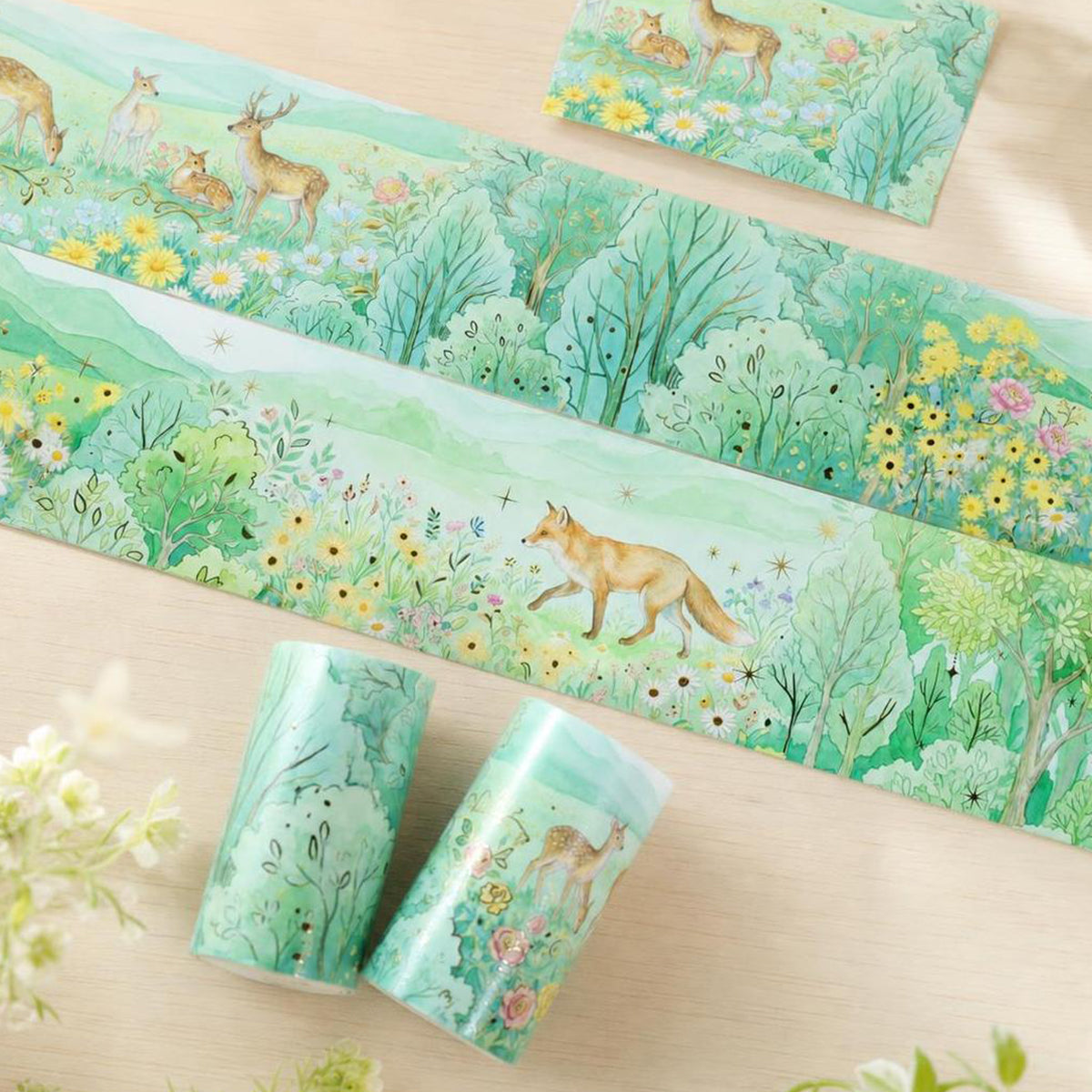 A Spring Walk in the Countryside Gold Foil Stamping Washi Tape (7cm x 2m)