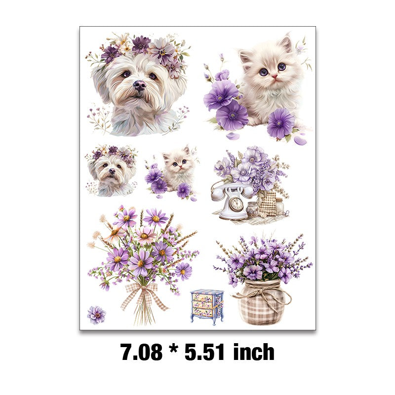 E-16- Bohemian purple flower Embossed sticker 1 Pcs