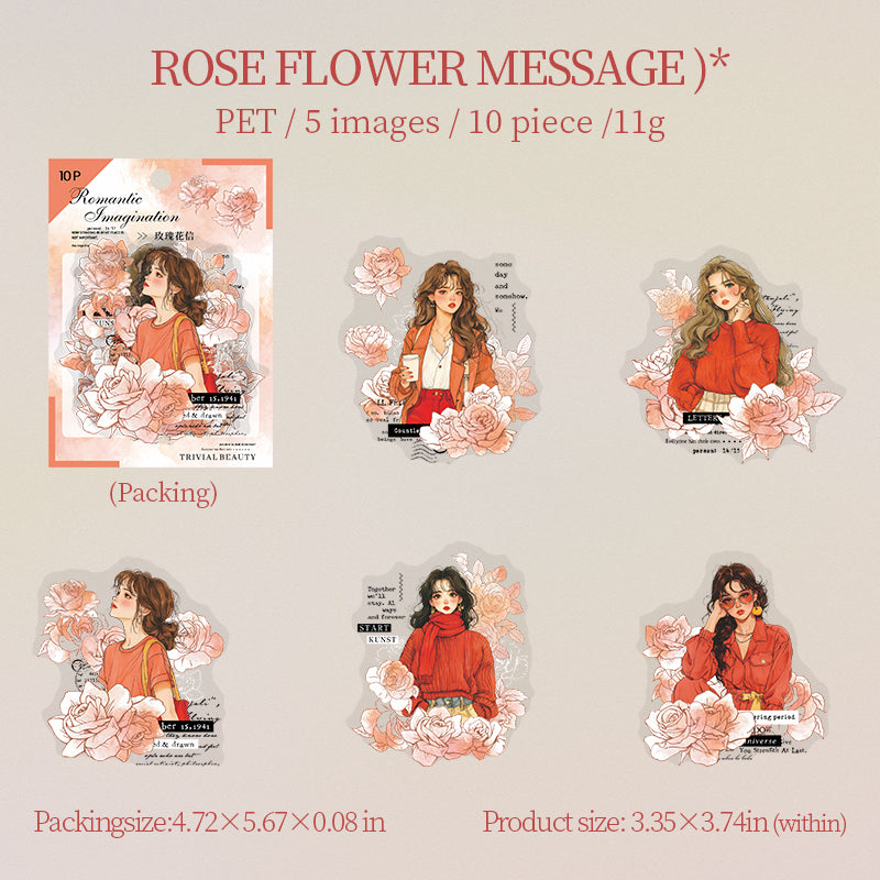 Flower and girl Sticker -10Pcs each pack