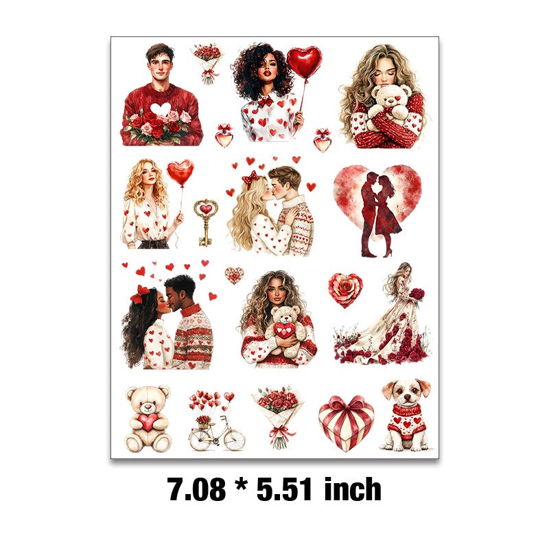 Romantic Valentines Embossed sticker 1 Pcs