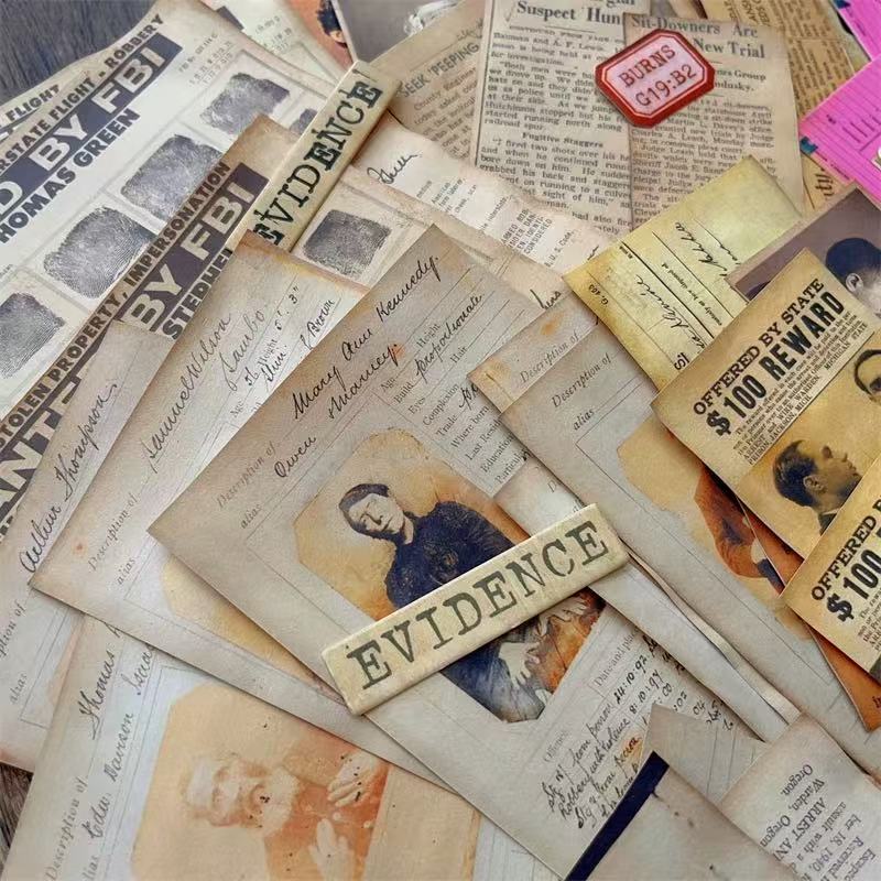 Vintage crime investigation card stock paper -60Pcs each pack