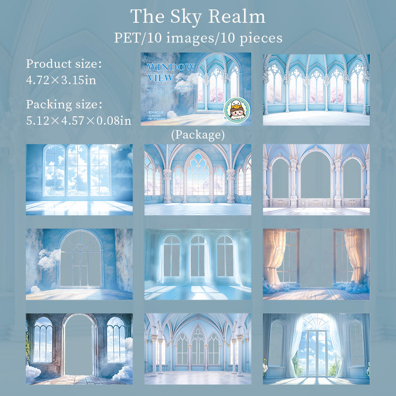 The scenery outside the window PET sticker -10Pcs each pack