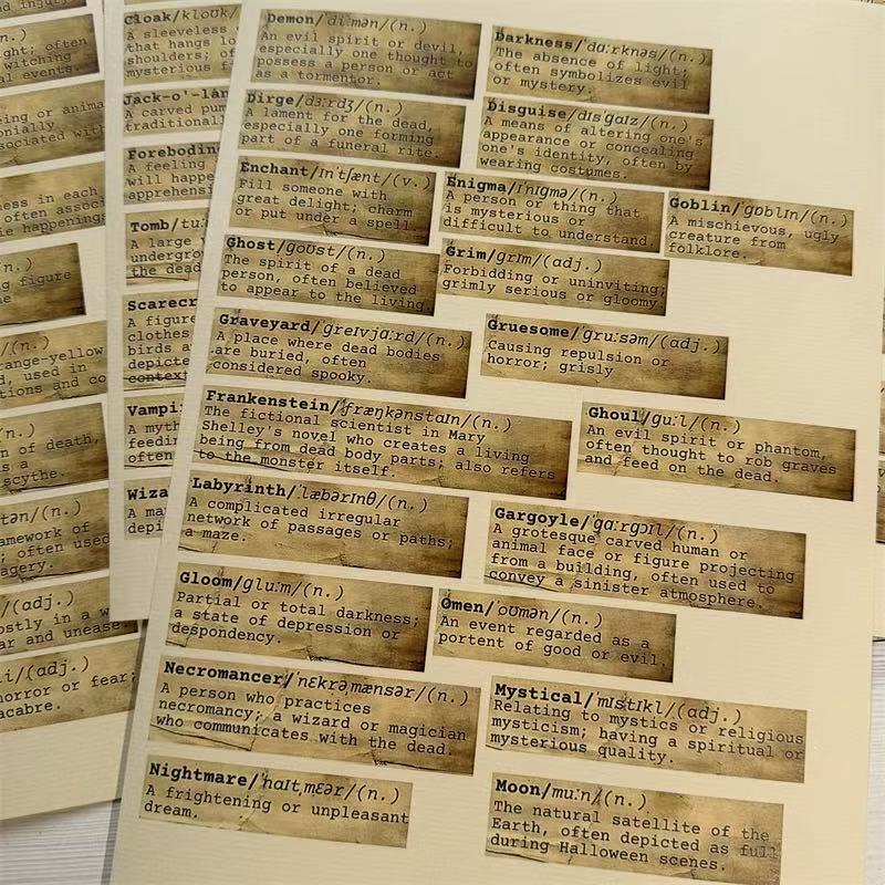 A4 size Dark English label Style paper 4 pcs