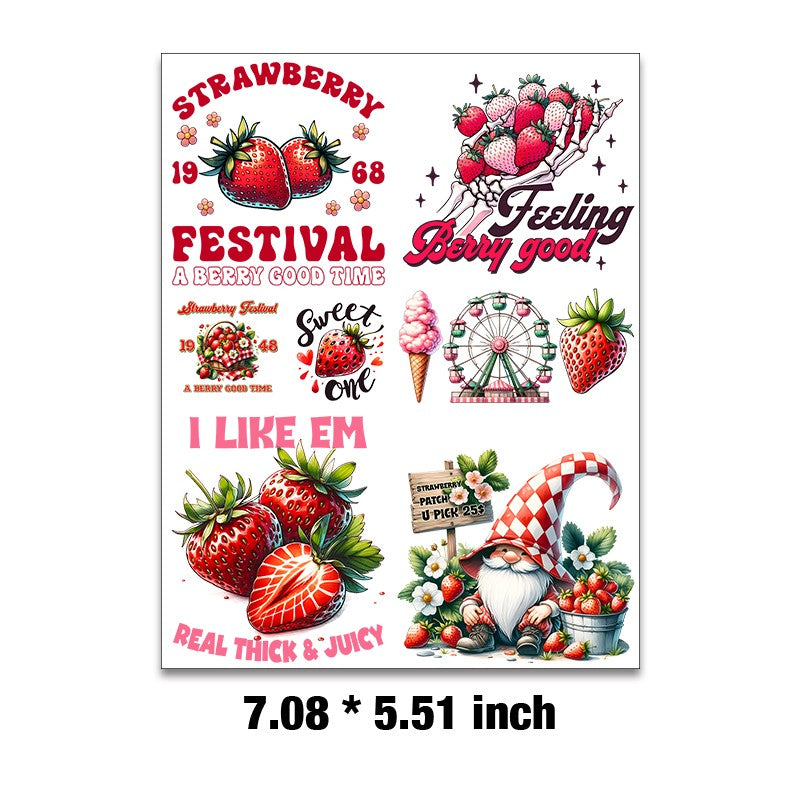 E-19- Strawberry collection Embossed sticker 1 Pcs