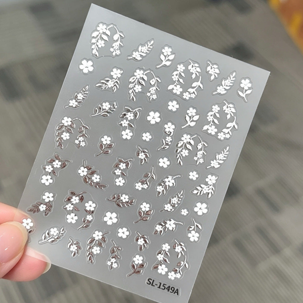 M297- Gold stamped and silver stamped flower Embossed Mini sticker 1 Pcs