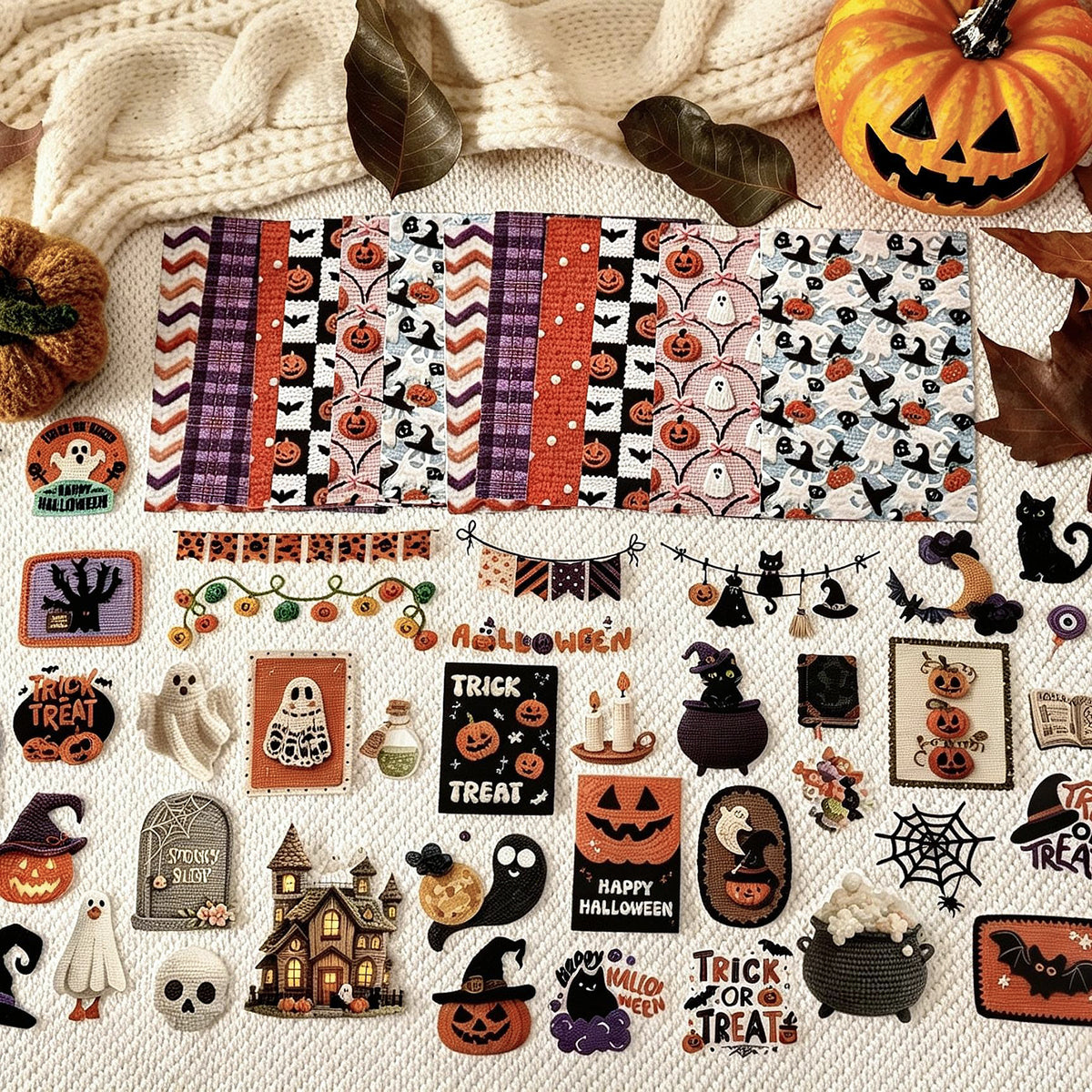 Halloween Carnival Sticker Pack (PET & Paper) -100Pcs each pack
