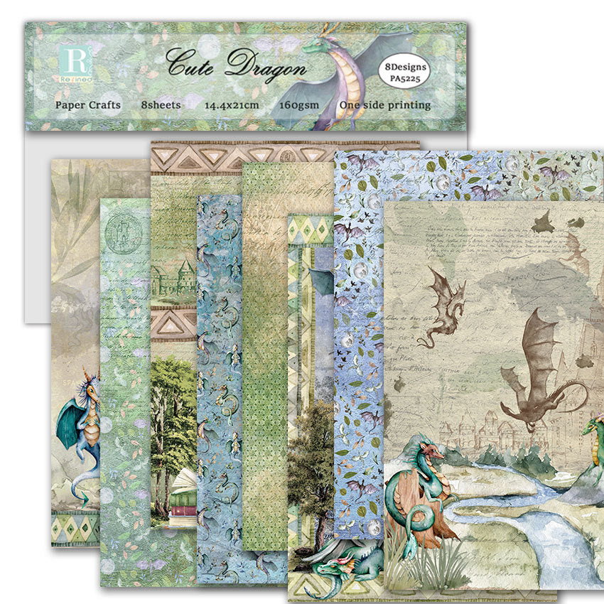 0618 A5 Dinosaur background paper PA5225 -8Pcs each pack
