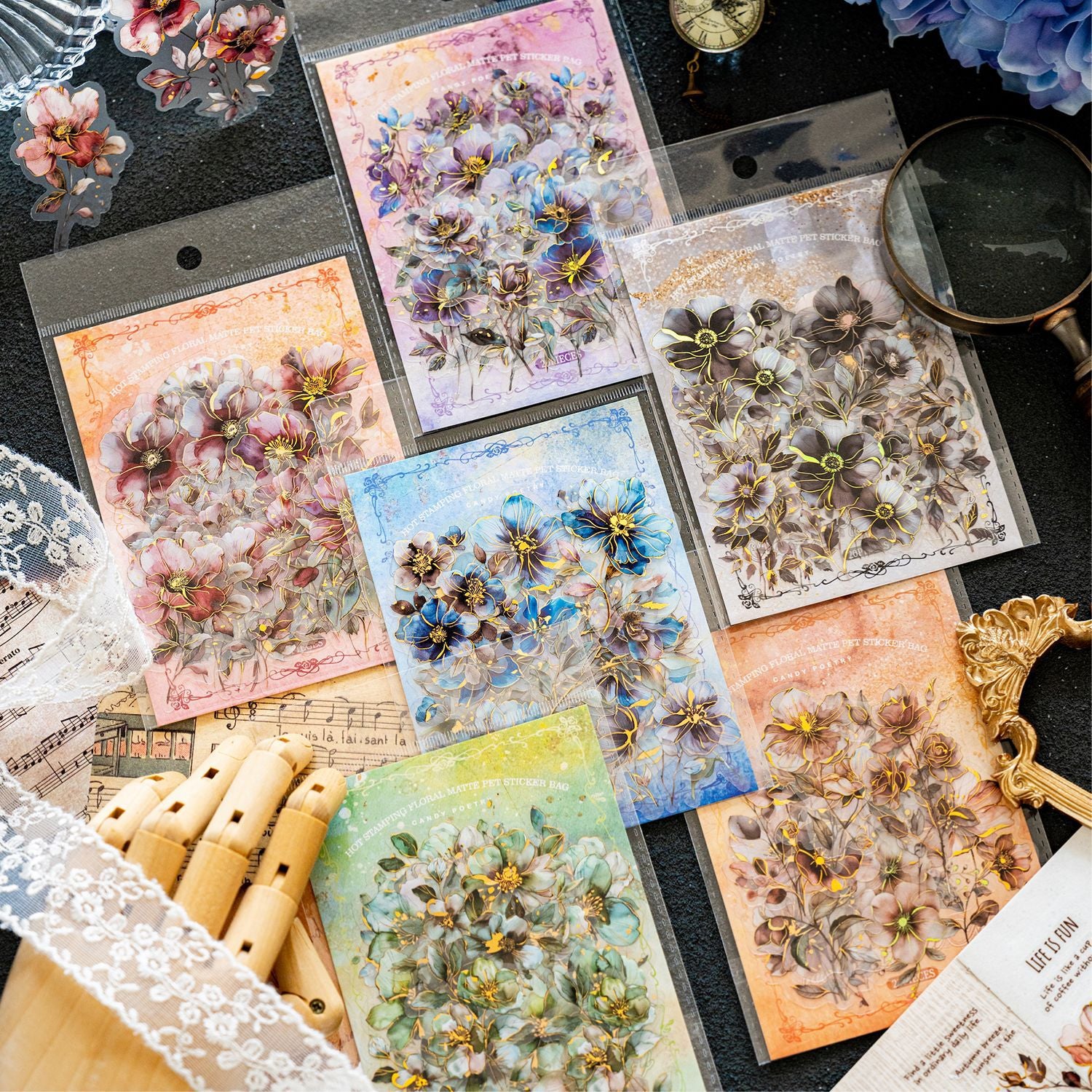 0407 Letter of Flower Series PET Sticker -20Pcs each pack