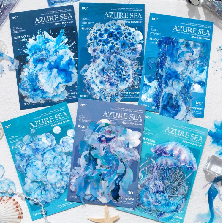 0415 Azure sea sseries Series PET Sticker -10Pcs each pack