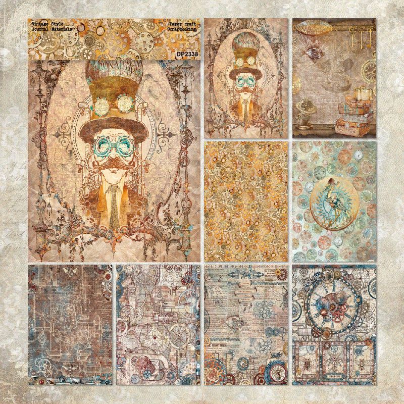 0703 A5 Steampunk background paper DP2338 -8Pcs each pack
