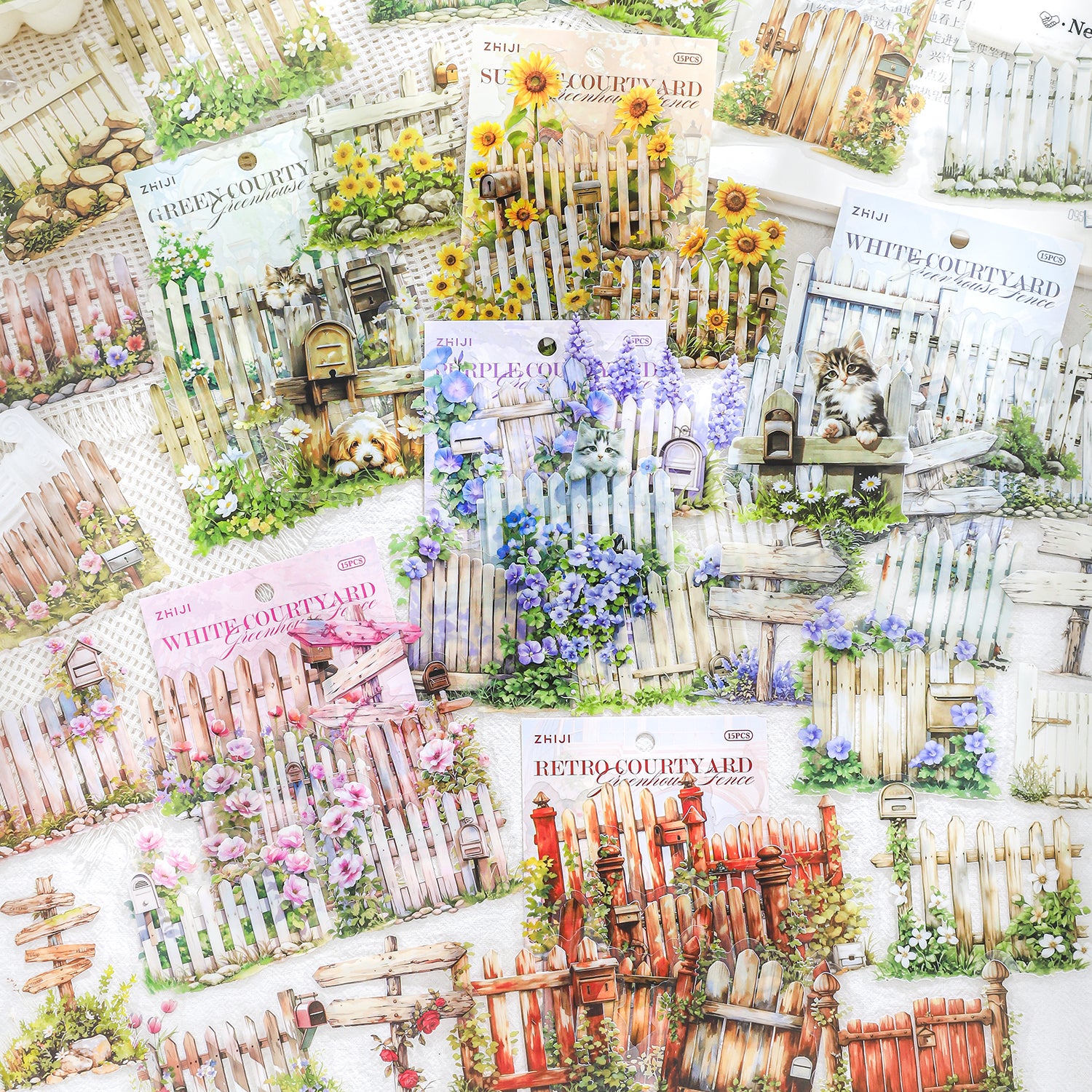 0407 Garden fence Series PET Sticker -15Pcs each pack