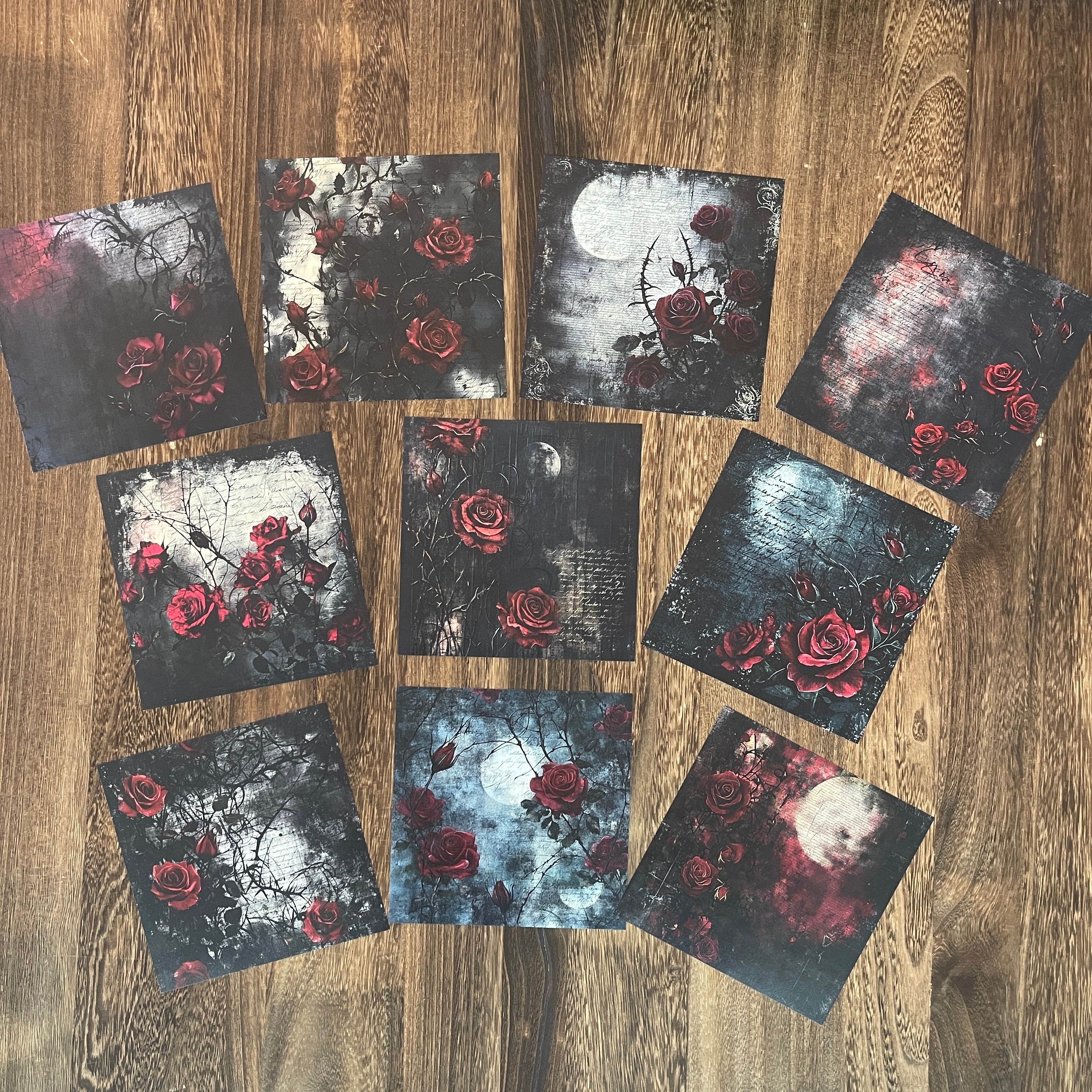 0818 Dark rose background paper 15*15cm -10Pcs each pack