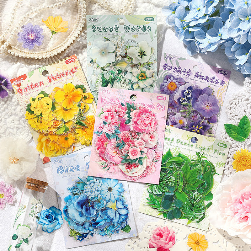 0324 Flower language Series Sticker -60Pcs each pack