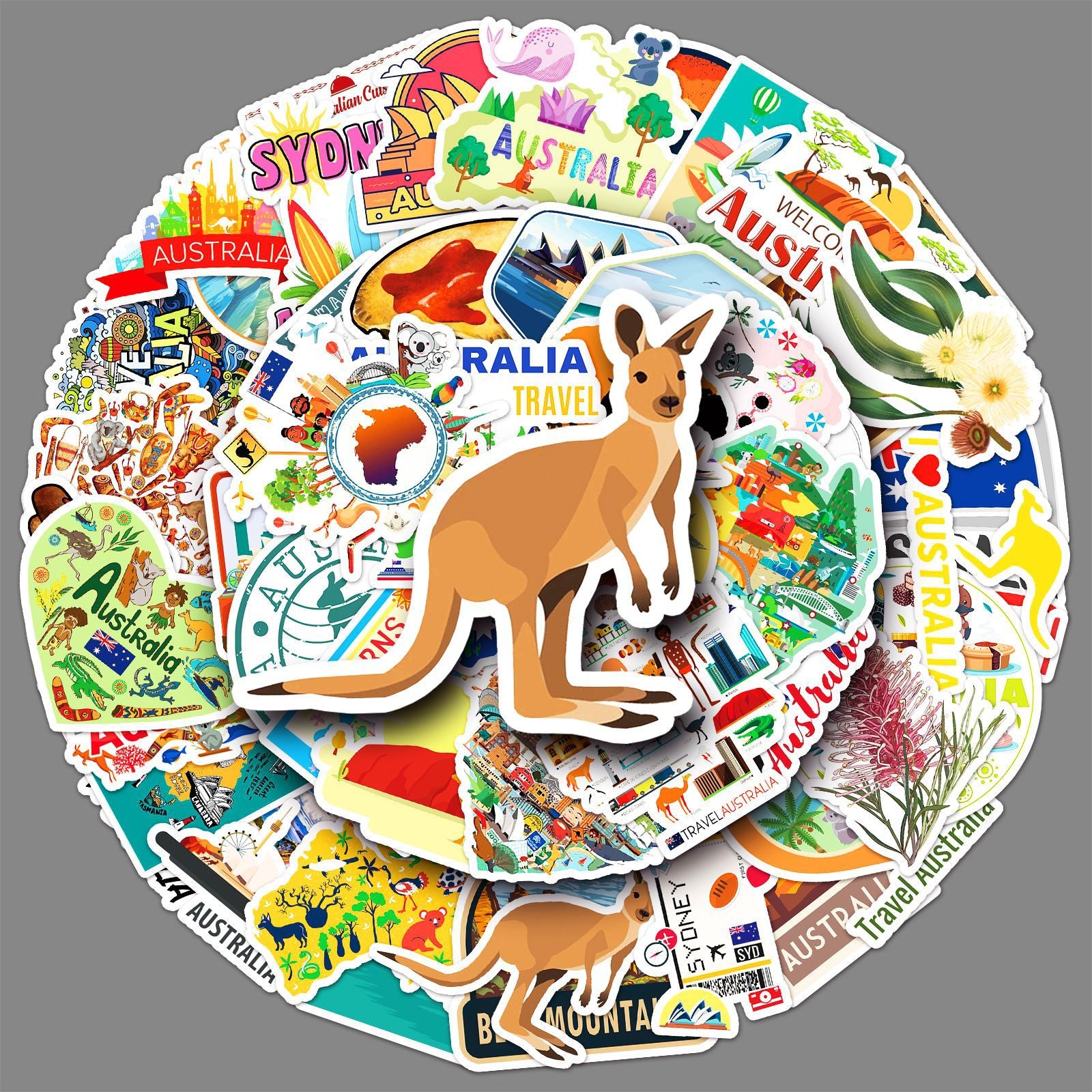 0616 50 Australia Stickers solid with white border