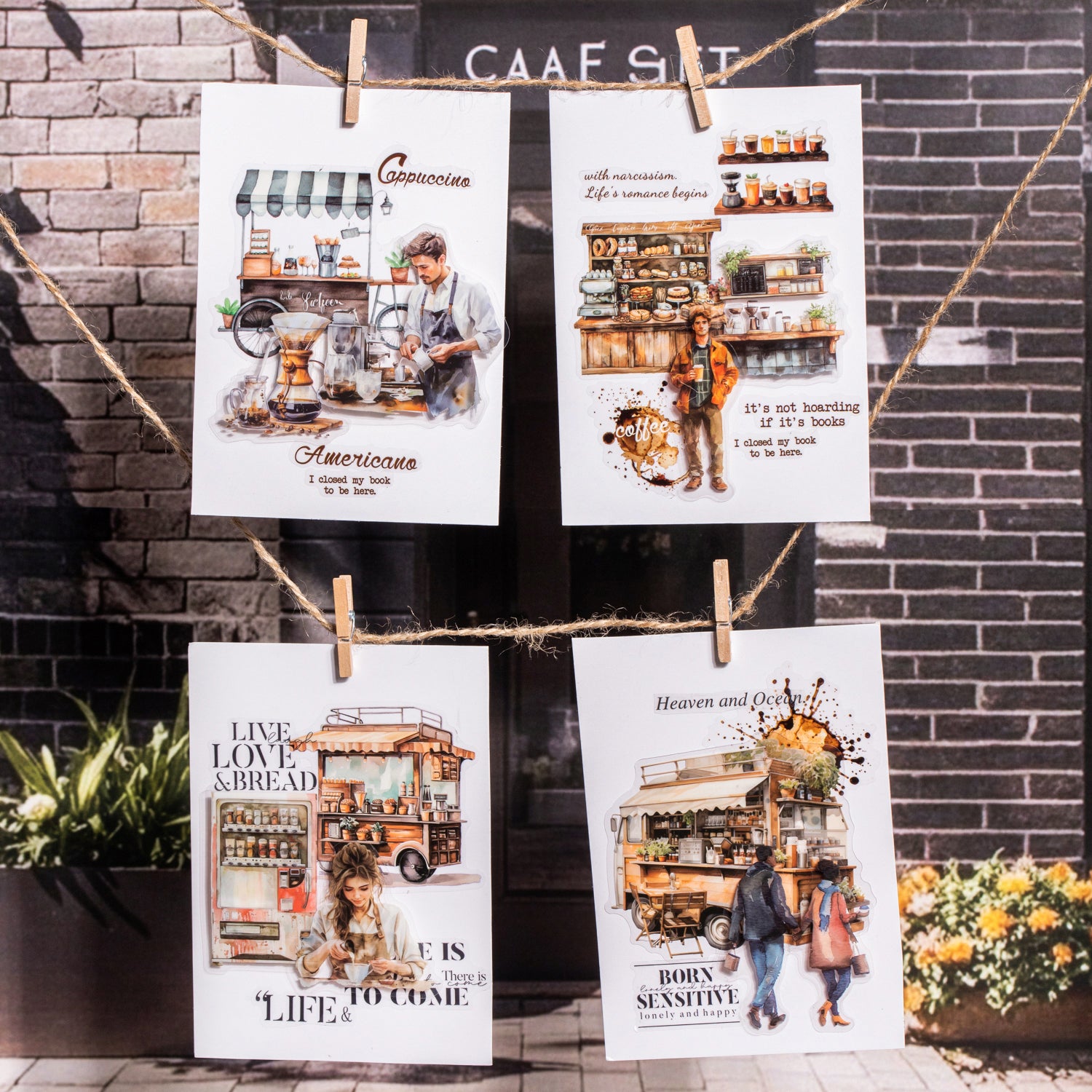 0529 Coffee bazaar PET Sticker -15Pcs each pack