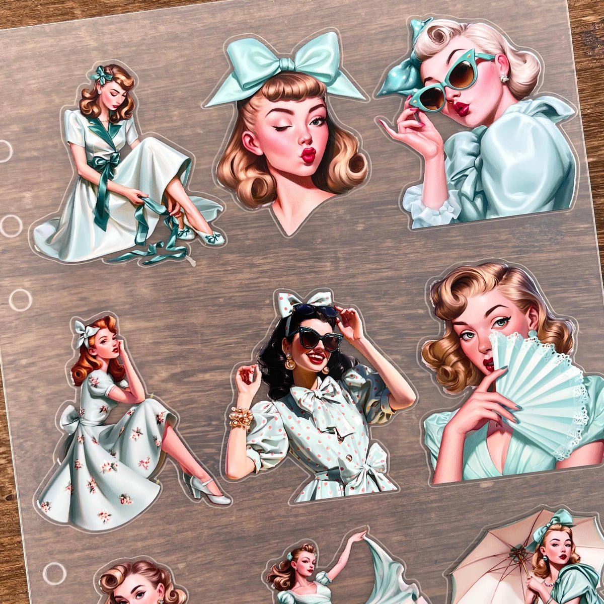 3D Elegant Girls PET Sticker 1 Pcs