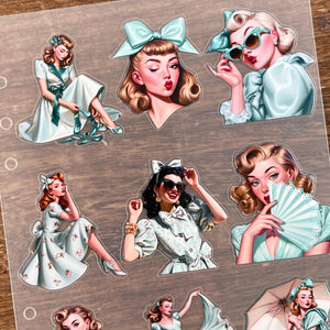 3D elegant girls PET sticker sheet