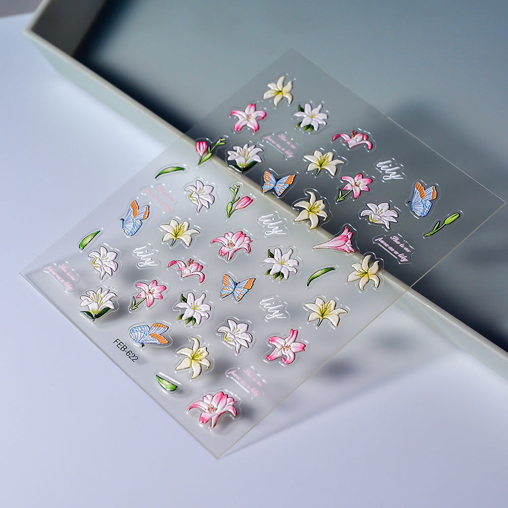 0521 M91- Lily Embossed Mini sticker 1 Pcs