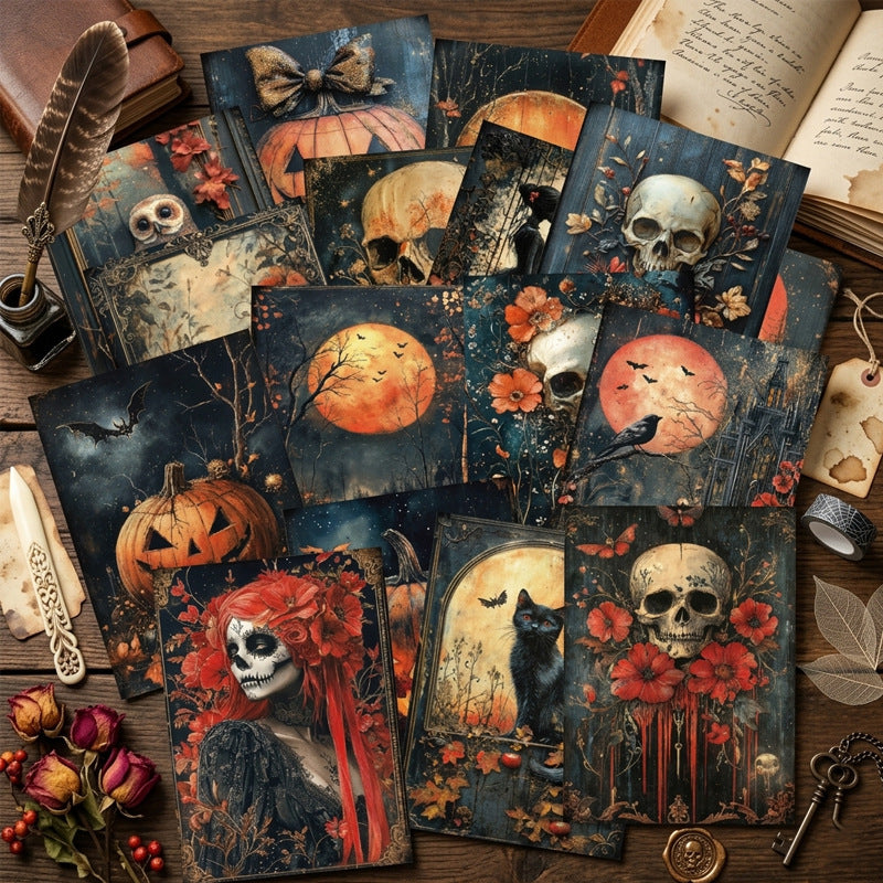 Vintage Halloween Cardstock (14.4 × 10.5 cm) -16Pcs each pack