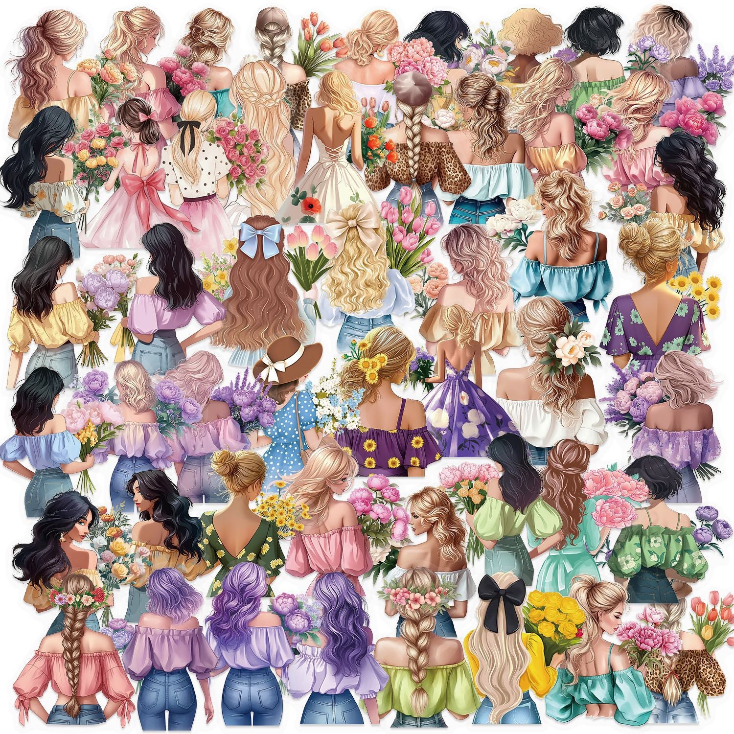 50 Flower girl PET sticker