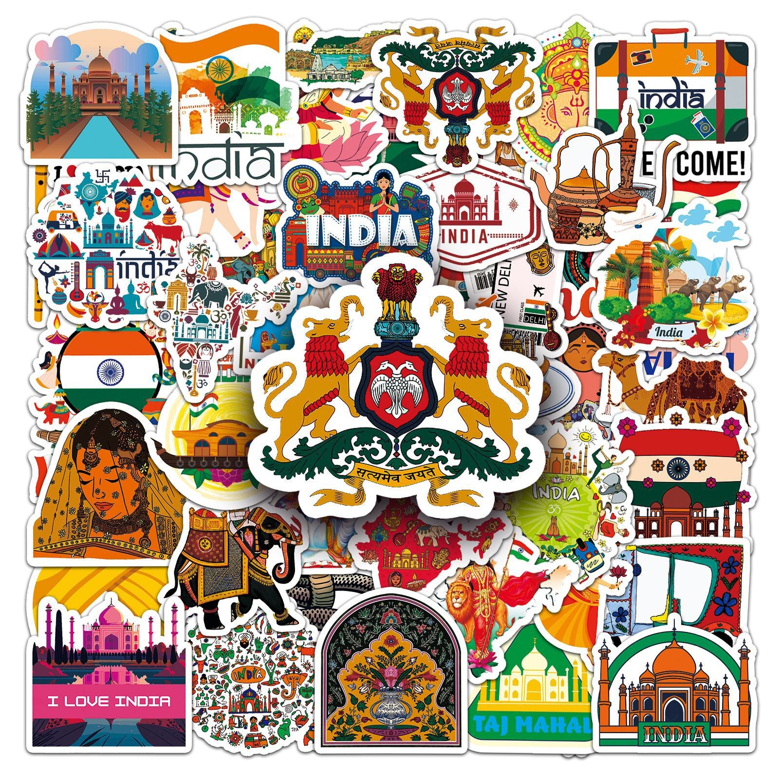 0616 50 India Stickers solid with white border