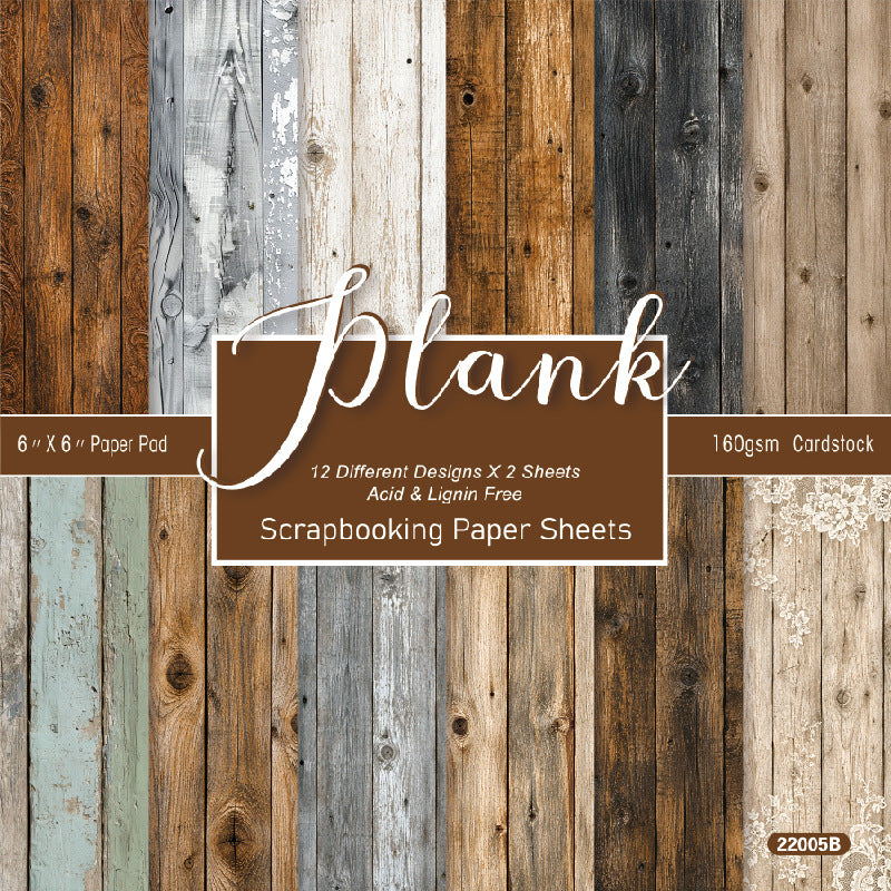 Vintage Plank Background Paper -24Pcs each pack