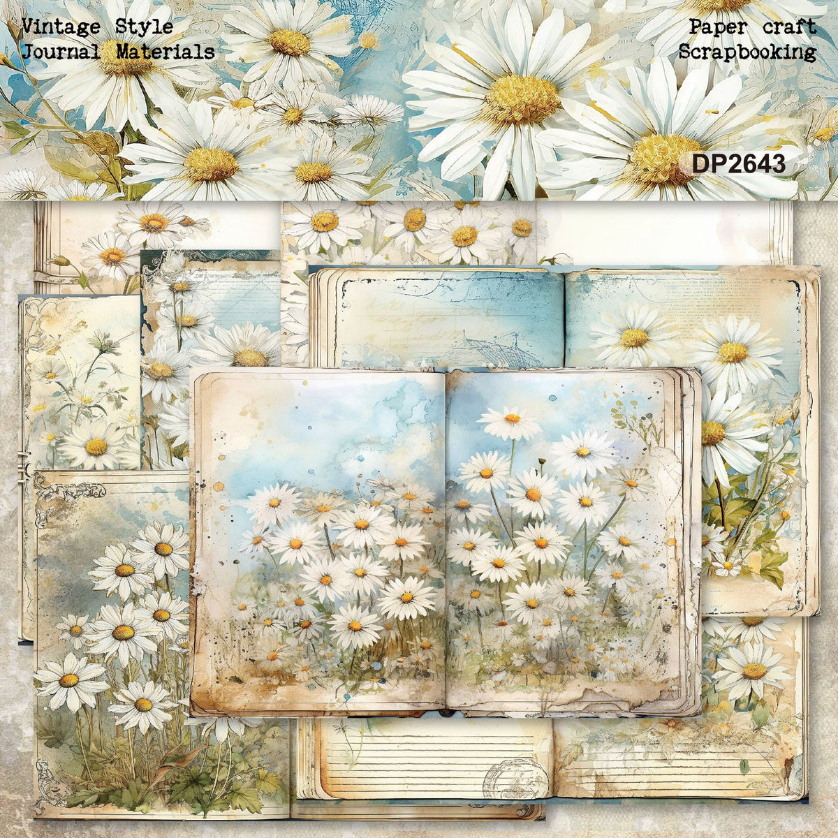 Vintage Daisy background papers