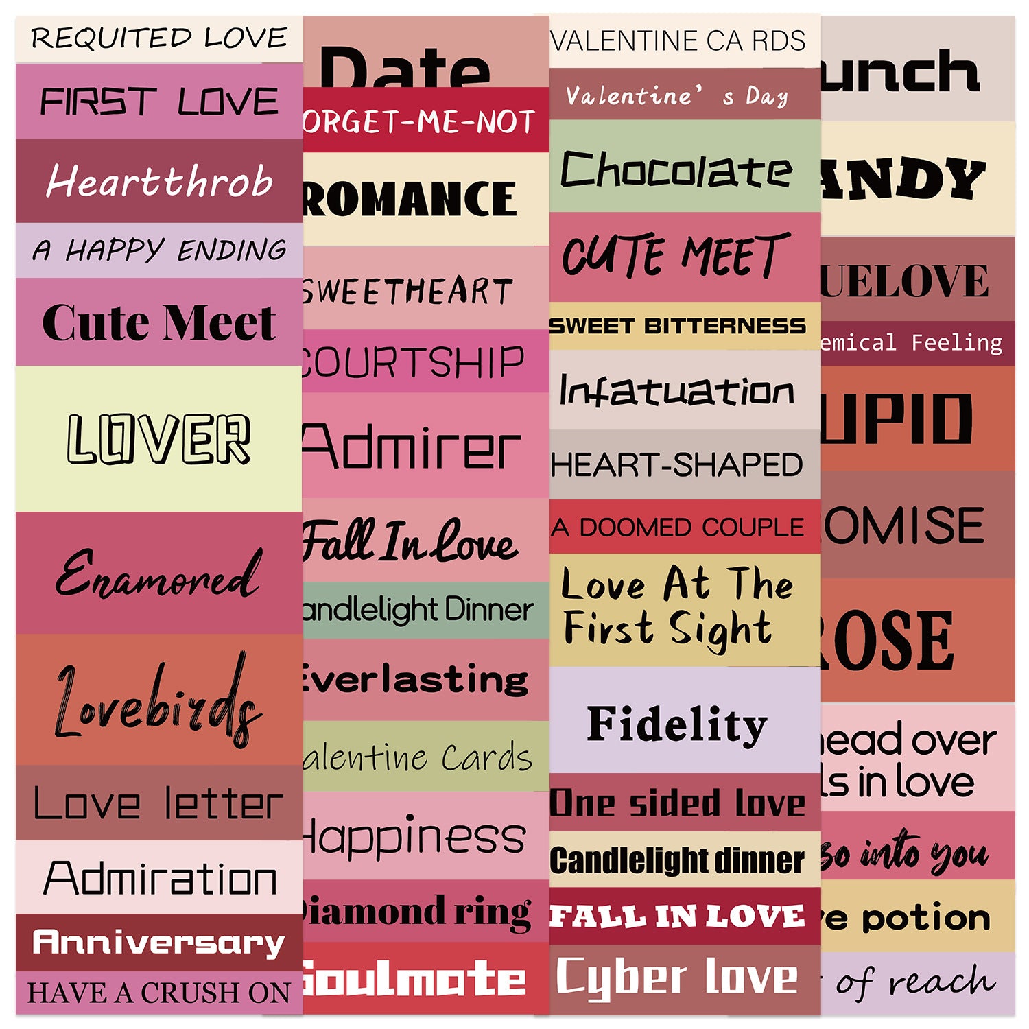 50 Valentine's Day graffiti text Stickers