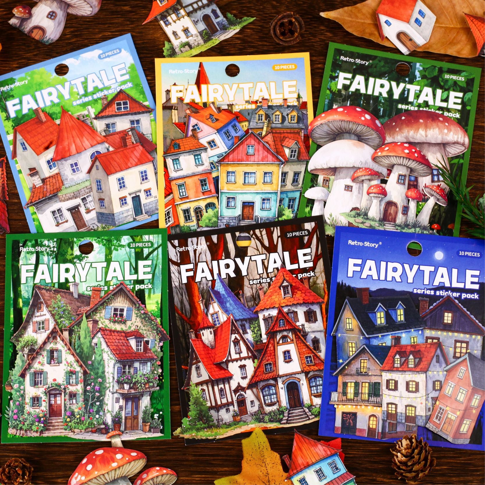 0326 Fairytale house Series cardstock Sticker -10Pcs each pack