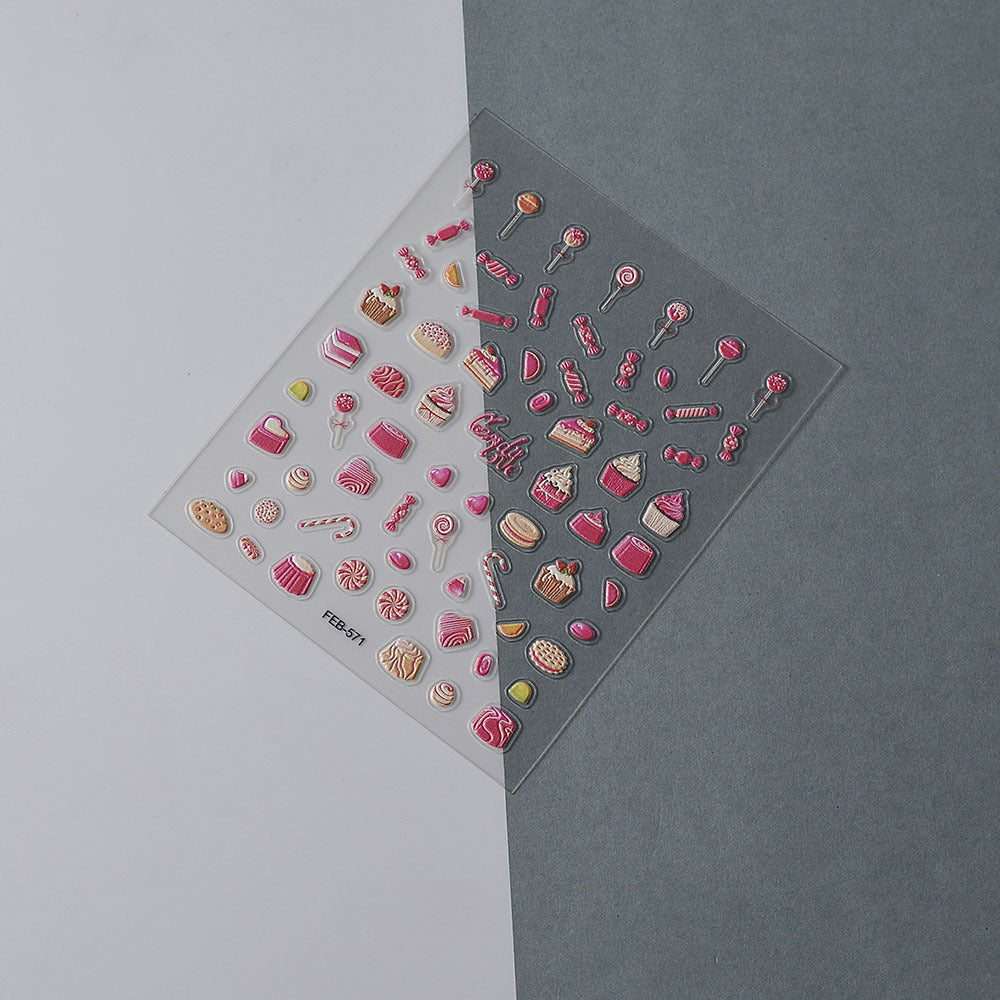 0625 M123- Pink Candy Embossed Mini sticker 1 Pcs