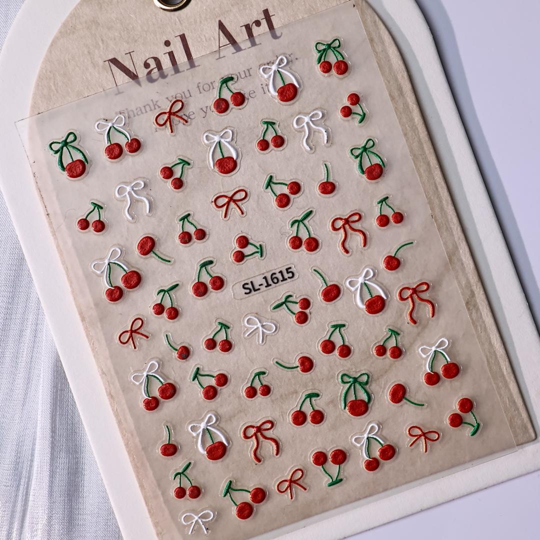 M310- Little Cherry Mini Embossed sticker 1 Pcs