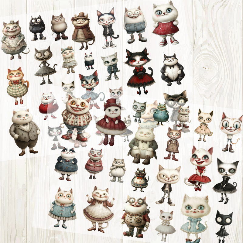 A4 Funny Cat matte PET pre-cut large sticker 1 pack 2 sheets