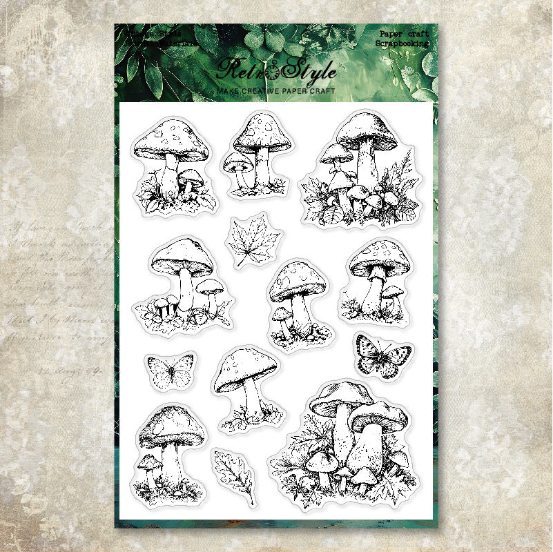 Vintage Mushroom background Stamp (15 x 20 cm)