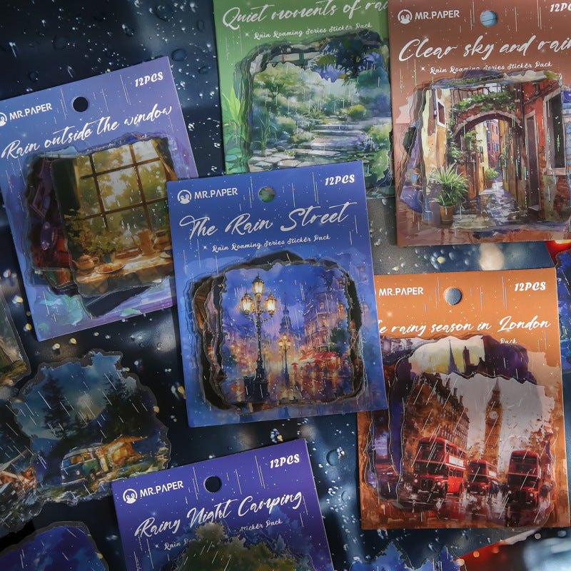 0320 Rain roaming series Sticker -12Pcs each pack