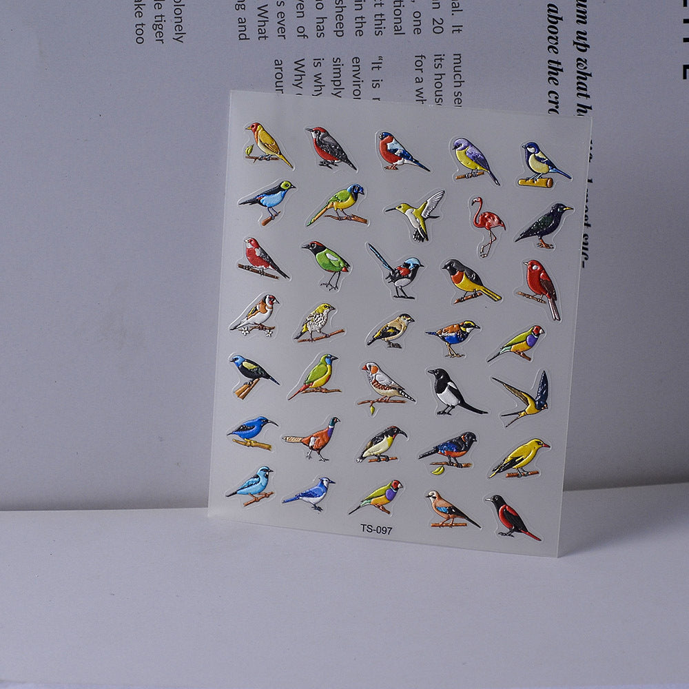 M312- Cute Little Birds Mini Embossed sticker 1 Pcs