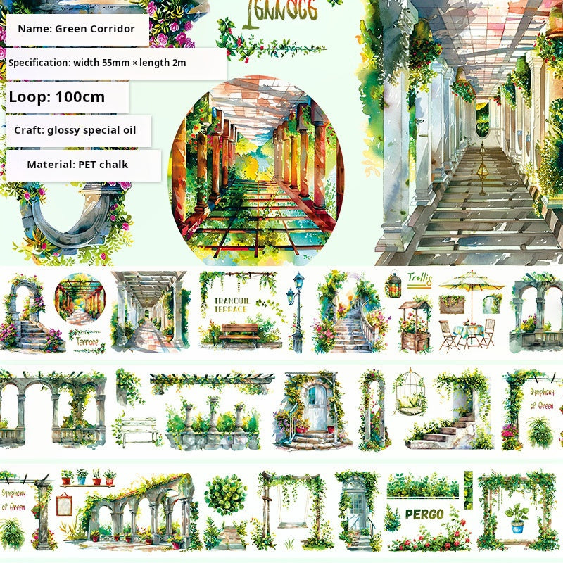 T-112- Green corridor PET tape -5.5CM*2M