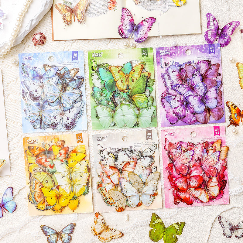 0619 Butterfly PET Sticker -40Pcs each pack