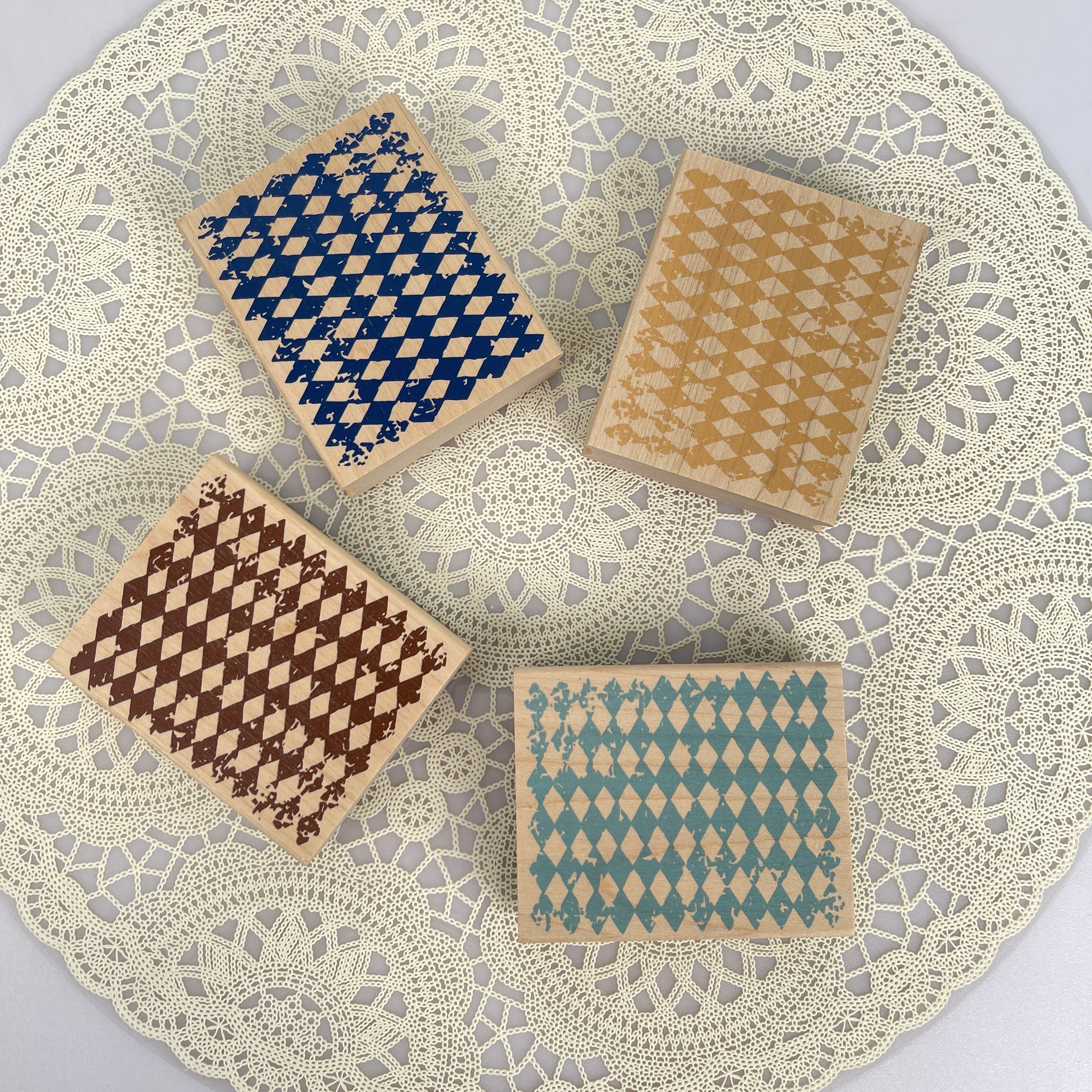 A-64- Diamond pattern wooden stamp