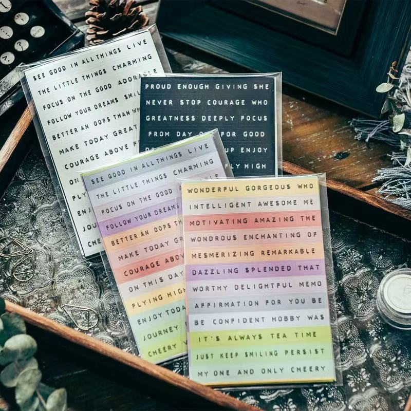 Vintage Art Font Quote Stickers -8Pcs each pack